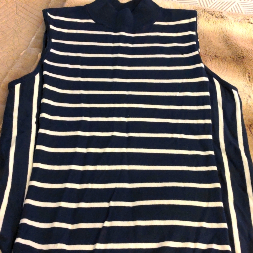 Chaps blue & white stripe tank with matching cardigan jacket